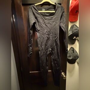 Black Long-Sleeve yoga workout Bodysuit